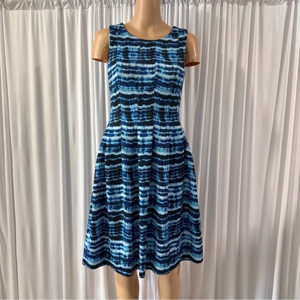 ❤️ Calvin Klein Vibrant Blue and Black Patterned Dress